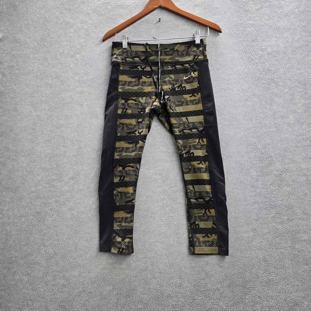 Nike Women‎ Activewear Pants M Green Camouflage Epic Lux Militia Leggings Yoga